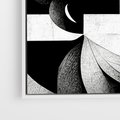 Obraz w ramie 50x50 - Harmonia świateł i cieni - abstrakcja czarno biała, geometria - rama biała