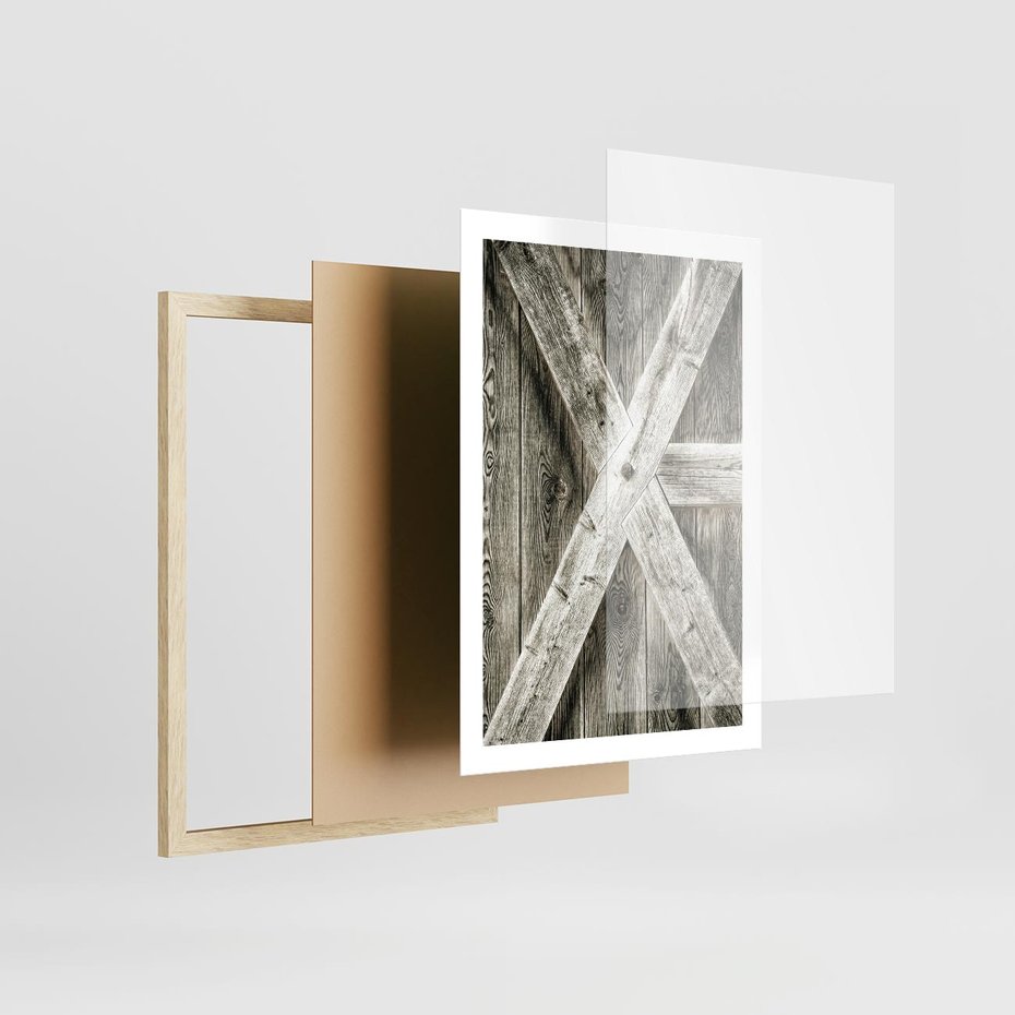 Plakat w ramie 50x70 - Drewniane Drzwi do Stodoły - stare drzwi do stodoły, drewniane - rama drewno