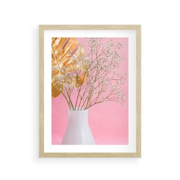 Plakat w ramie 40x50 - Przyjemność Złotej Natury - złote, liście - rama drewno