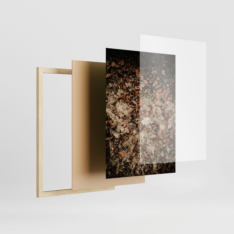 Zestaw obrazy w ramie 40x50 galeria - Las, jesień, jeleń - rama drewno