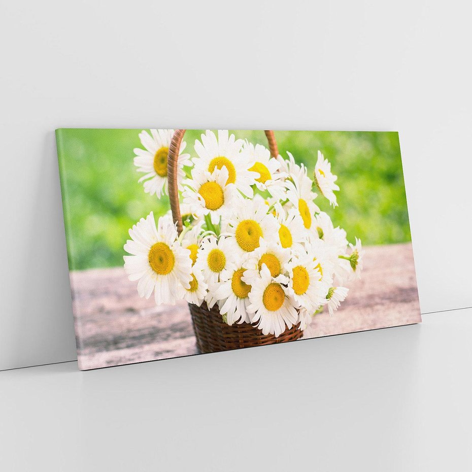 Obraz na płótnie 100x50 - Koszyk pełen kwiatów - koszyk, kwiaty
