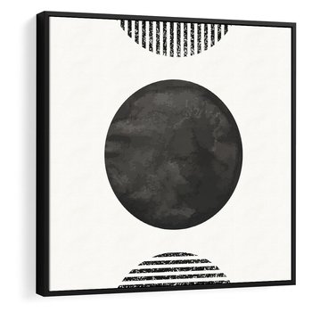 Obraz w ramie 50x50 - Tajemnicza Kompozycja - abstrakcyjne czarno białe formy, minimalizm - rama czarna