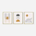 Zestaw obrazy w ramie 30x40 galeria - Minimalizm, japońskie, kształty, złoto - rama drewno