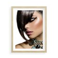 Plakat w ramie 50x70 - Kobieca Fryzura w Ruchu - fryzura, kobieta - rama drewno