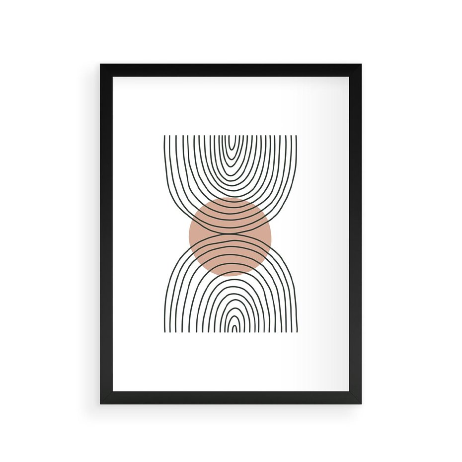 Plakat w ramie 30x40 - Przenikające Widzenia - półkola, koło - rama czarna