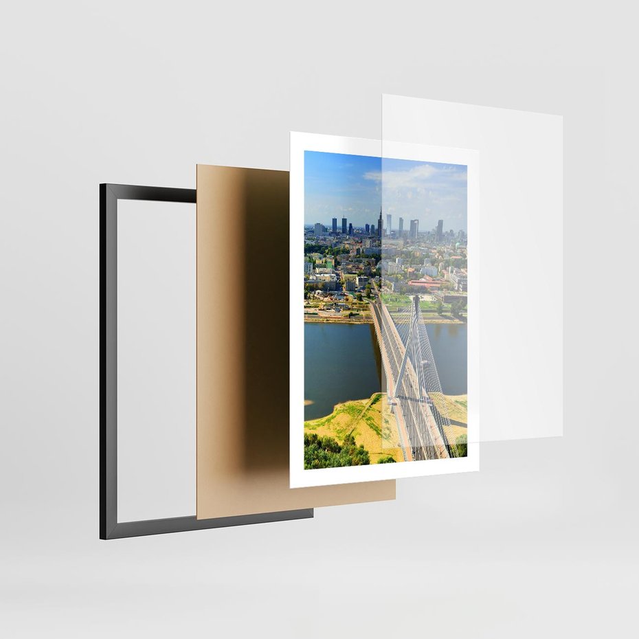 Plakat w ramie 50x70 - Most w metropolii - most, miato - rama czarna
