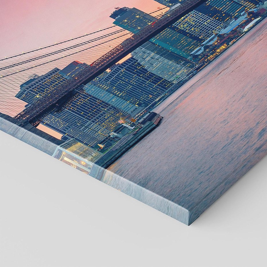 Obraz na płótnie 120x80 - Zachód słońca na moście w Nowym Jorku - zachód, słońca