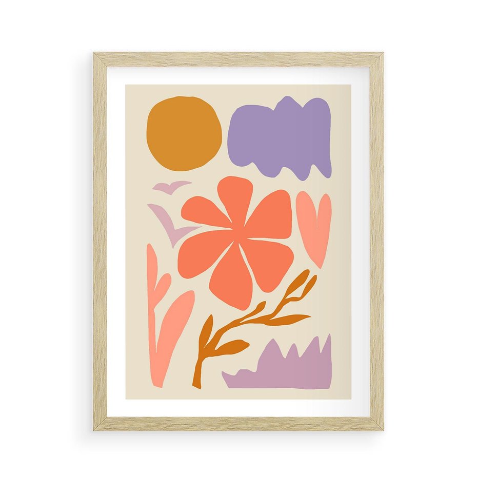 Plakat w ramie 50x70 - Nowoczesne Światło - abstrakcyjny obraz, pastelowe kolory - rama drewno