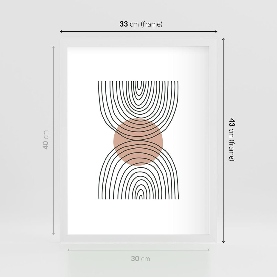 Plakat w ramie 30x40 - Przenikające Widzenia - półkola, koło - rama biała