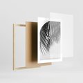 Plakat w ramie 30x40 - Czarno-Biały Kontrast - czarno białe zdjecie, palma - rama drewno