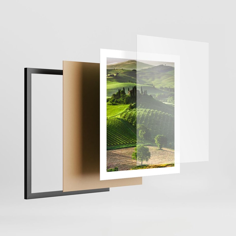 Plakat w ramie 40x50 - Pejzaż Widoczek - widoczek, pejzaż - rama czarna