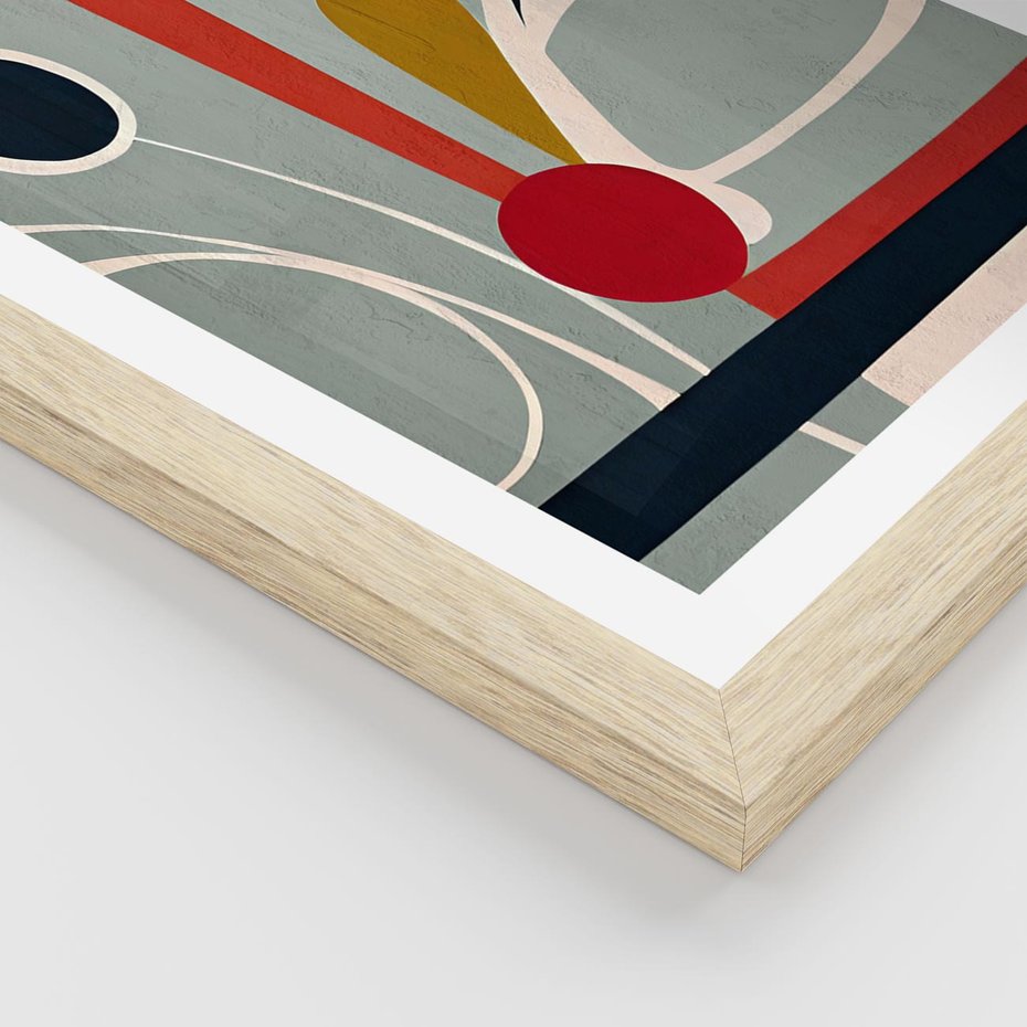 Plakat w ramie 30x40 - Harmonia Kolorowych Impulsów - abstrakcyjny obraz olejny, dziwne formy - rama drewno