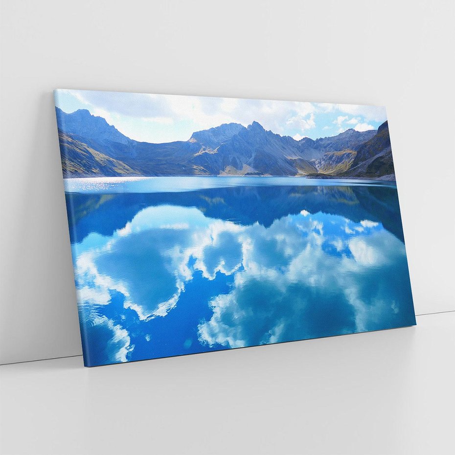 Obraz na płótnie 120x80 - Jezioro - Góry, chmury i niebo - jezioro, góry