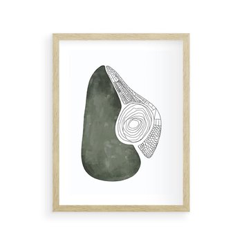 Plakat w ramie 40x50 - Owocowe Boho Inspiracje - minimalistyczny plakat, gruszka - rama drewno