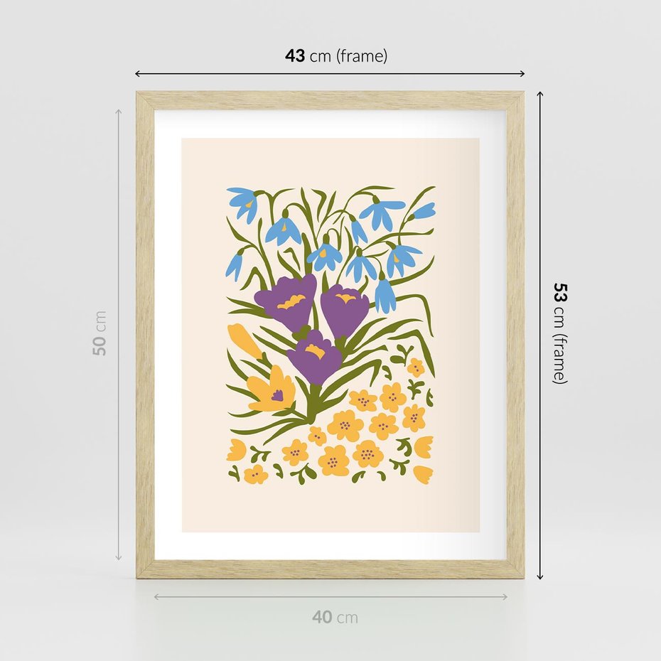 Plakat w ramie 40x50 - Kwiatowe Przenikanie - kwiaty, sztuka nowoczesna - rama drewno