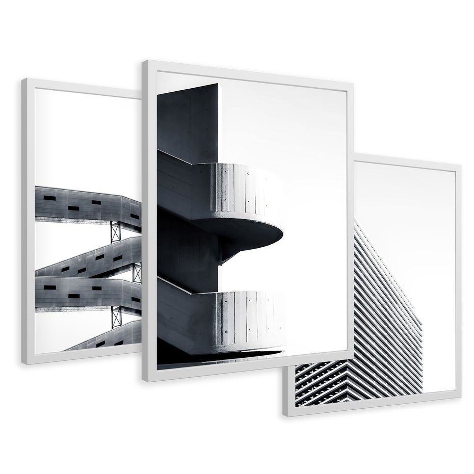 Zestaw obrazy w ramie 50x70 galeria - Nowoczesne, architektura, city - rama biała