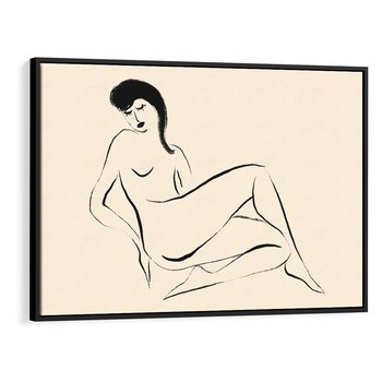 Obraz w ramie 100x70 - Piękno w Minimalizmie - abstrakcyjny rysunek, minimalistyczna kreska - rama czarna