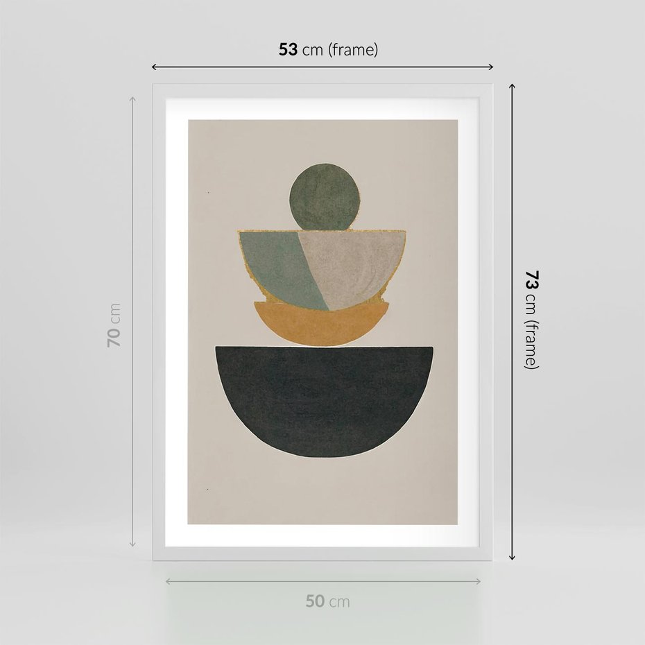 Plakat w ramie 50x70 - Podróżne Refleksyjne Odbicia - abstrakcyjny obraz, kolory ciepłe - rama biała