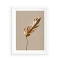 Plakat w ramie 50x70 - Piękno w Detalu - złoty, liść - rama biała