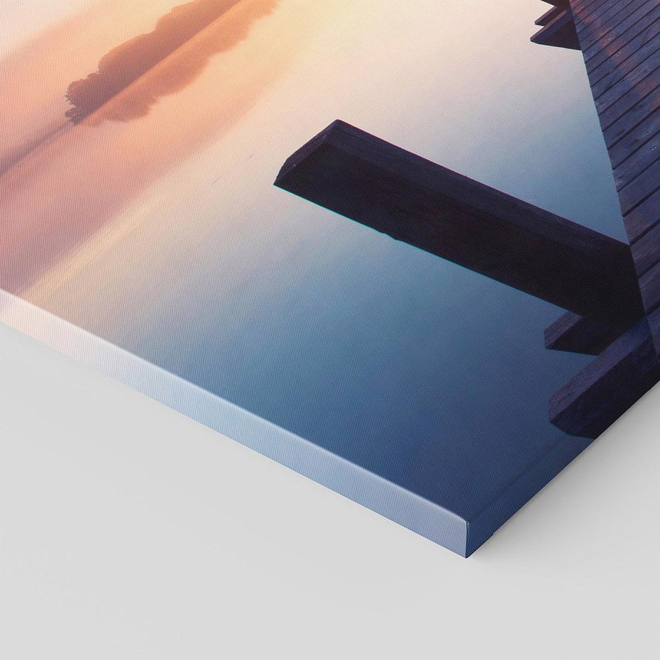 Obraz na płótnie 120x60 - Zachód słońca nad molo: Magia morza - molo, zachód słońca