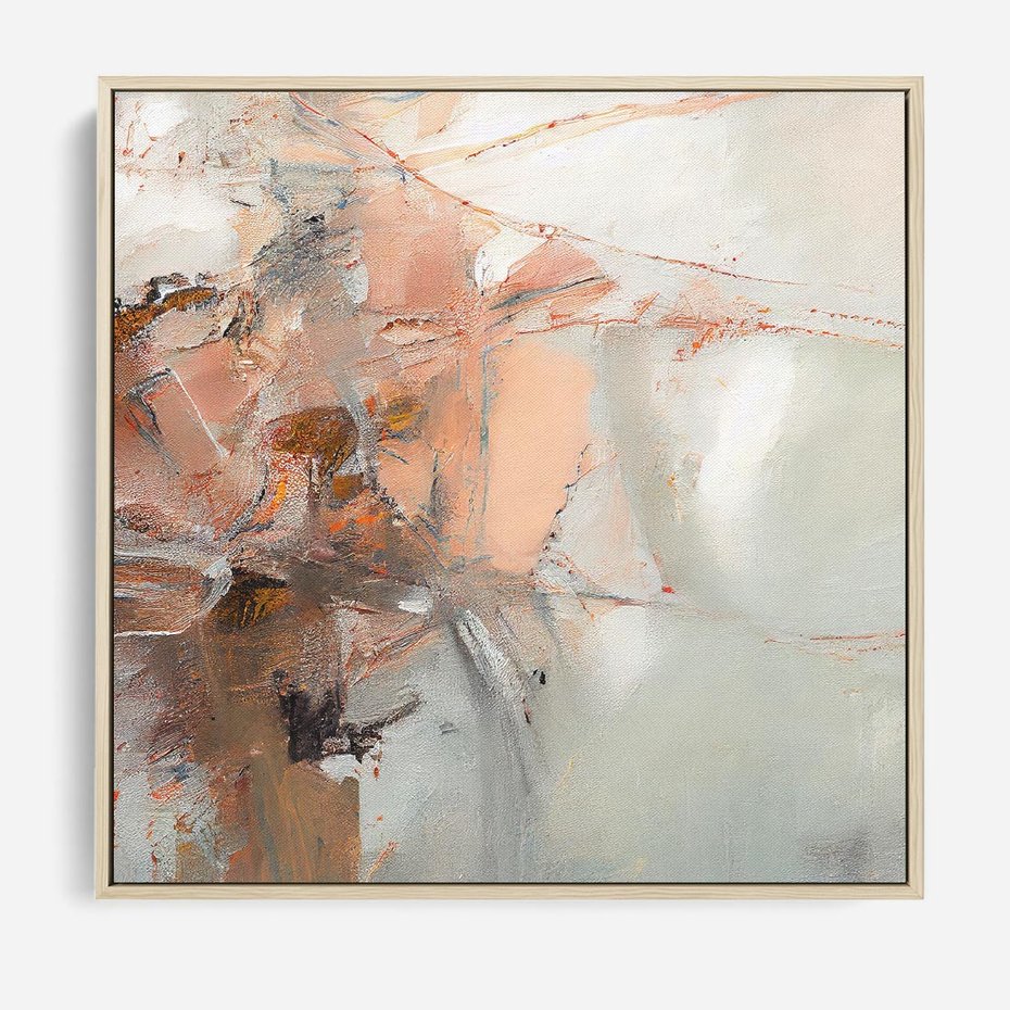 Obraz w ramie 80x80 - Taniec księżycowego pyłu - abstrakcja, tekstury farb - rama drewno