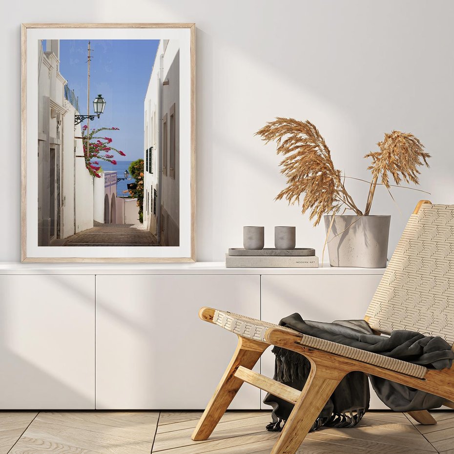 Plakat w ramie 50x70 - Podróże w Czasie: Perspektywiczna Uliczka - uliczka, perspektywa - rama drewno