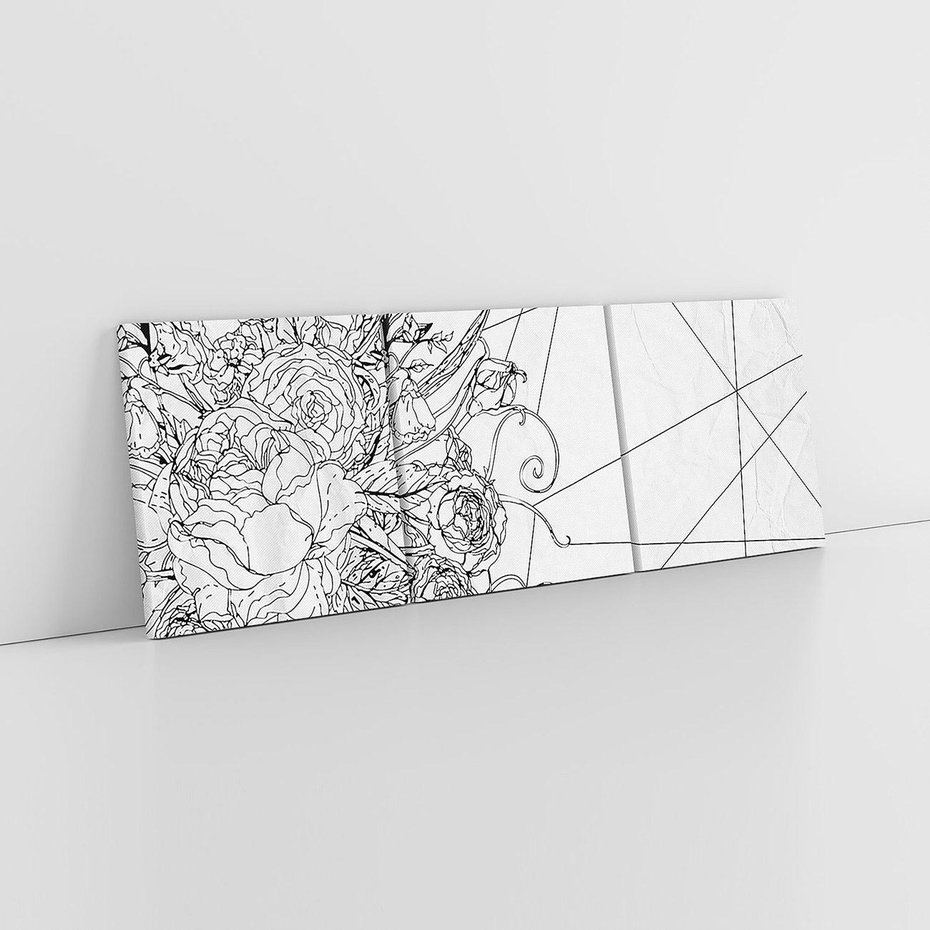 Obraz na płótnie 150x50 - Refleksje w martwym punkcie - graficzny szkic, kompozycja kwiatów