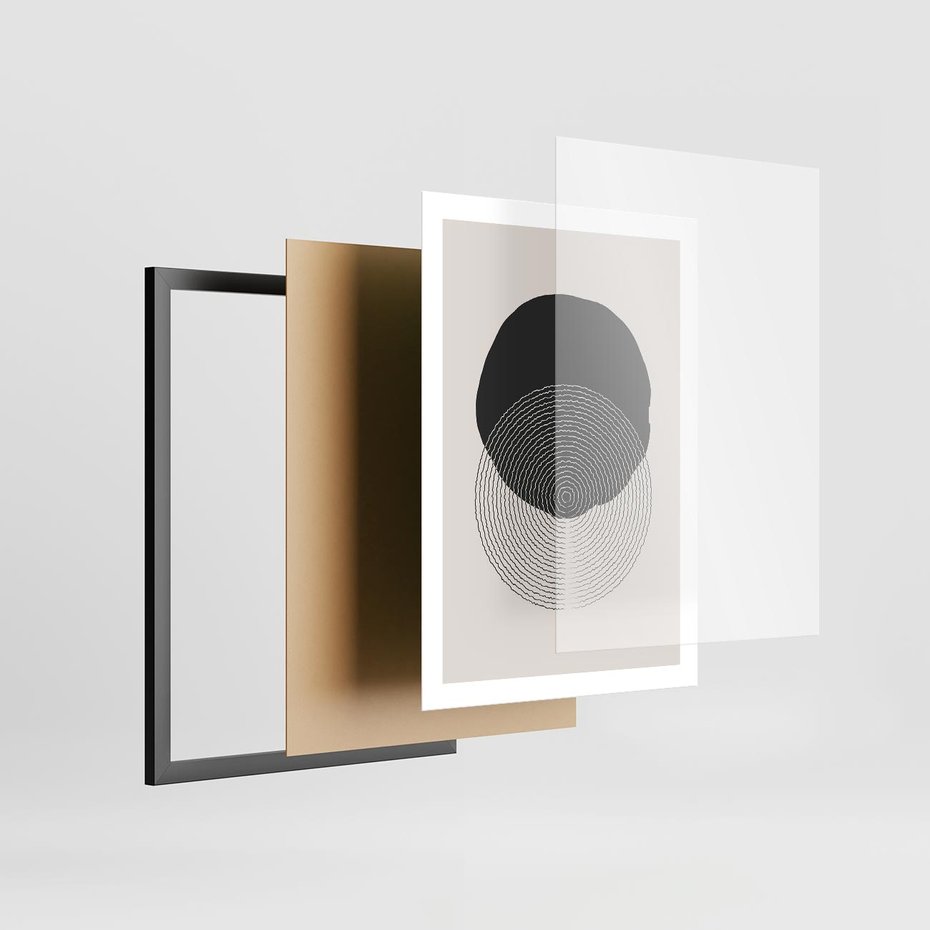 Plakat w ramie 50x70 - Boho Przenikanie Uroku - abstrakcyjna kompozycja, okręgi - rama czarna