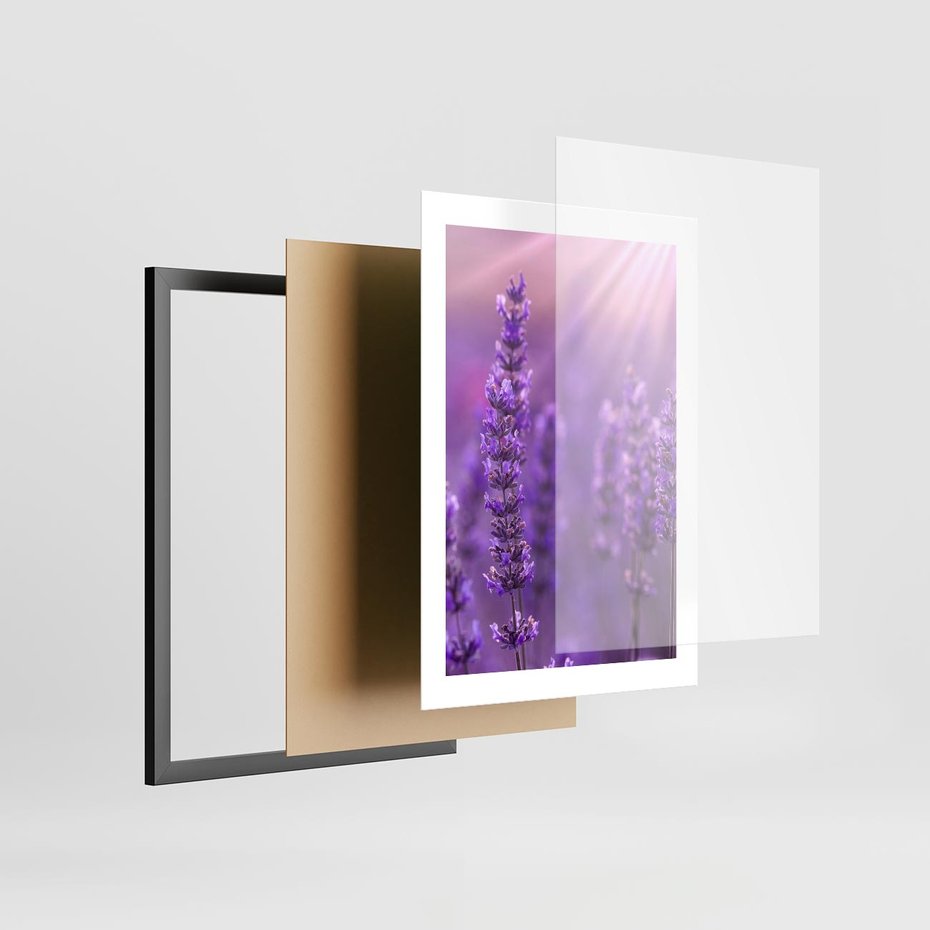 Plakat w ramie 30x40 - Fioletowa harmonia lawendy - lawenda, fiolet - rama czarna