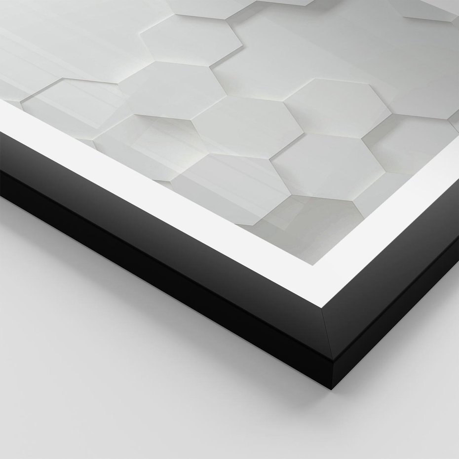 Plakat w ramie 40x50 - Przestrzenne Zabawy - geometryczne, 3D - rama czarna