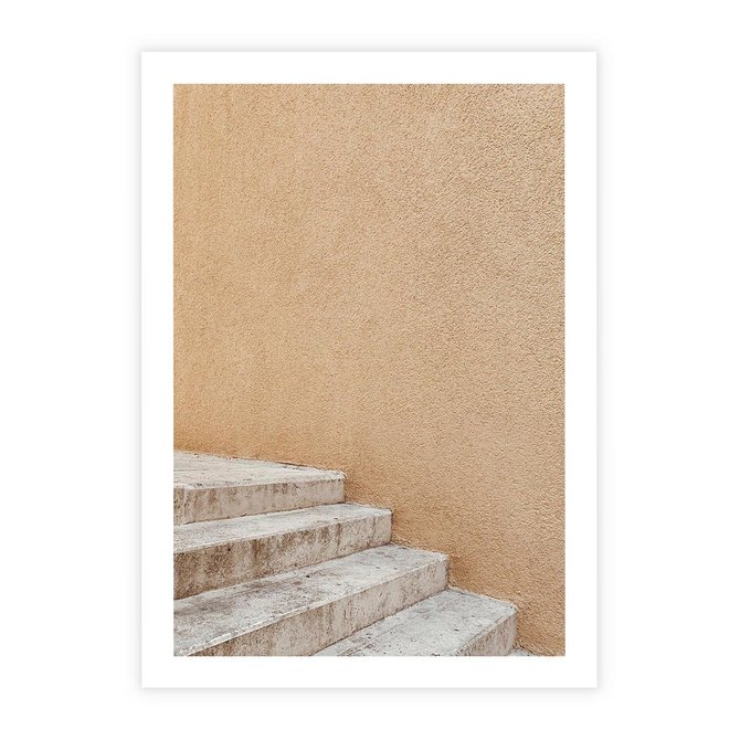 Plakat bez ramy 21x30 - Schod w Beżu - schody, minimalizm