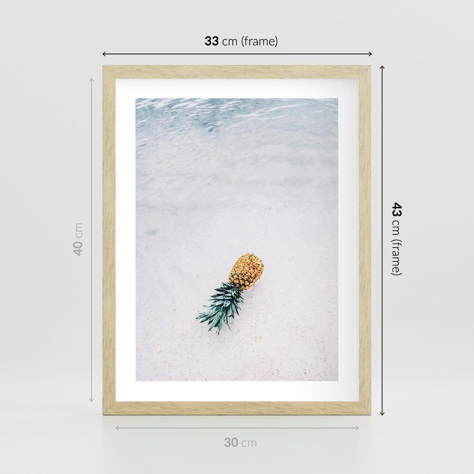 Plakat w ramie 30x40 - Smak Tropików - morze, plaża - rama drewno