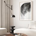 Plakat w ramie 30x40 - Czarno-Biały Kontrast - czarno białe zdjecie, palma - rama drewno