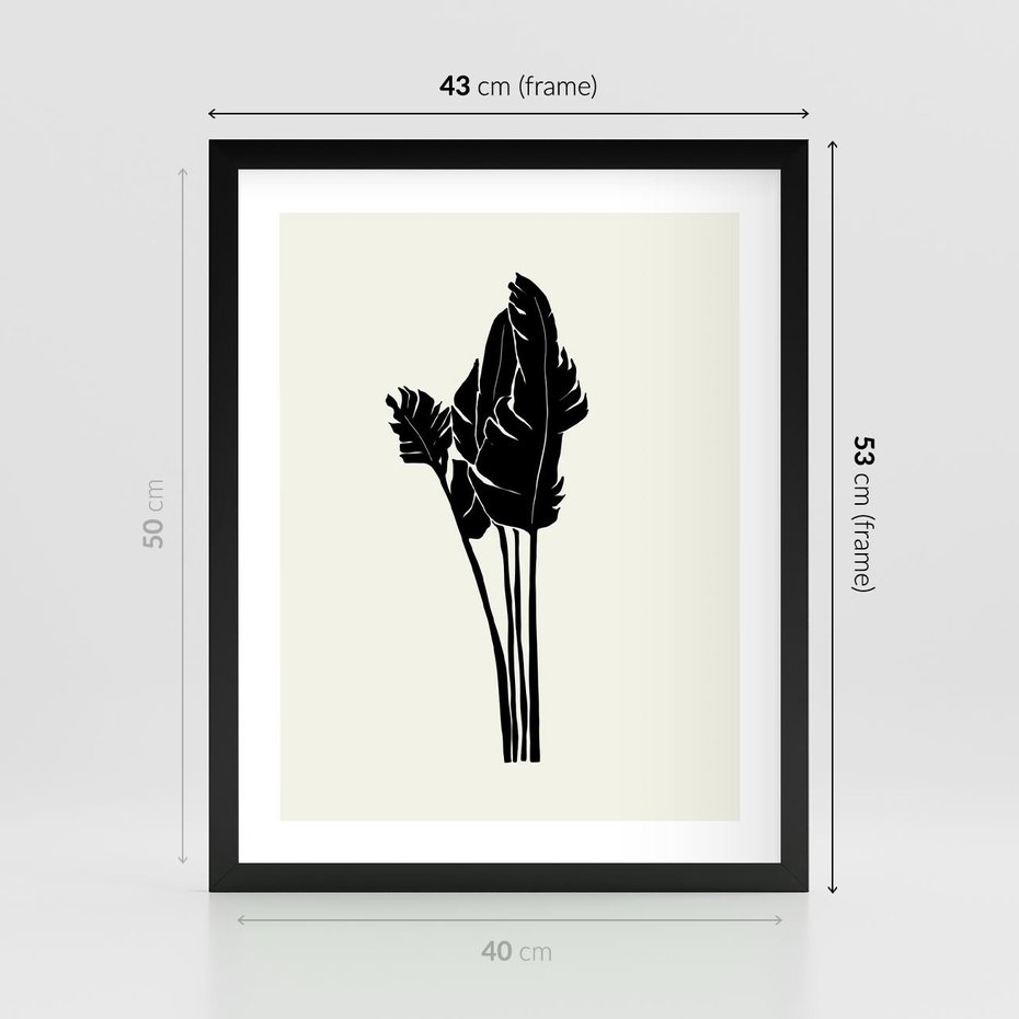 Plakat w ramie 40x50 - Elegancja Palm - nowoczesna sztuka, minimalistyczny styl - rama czarna