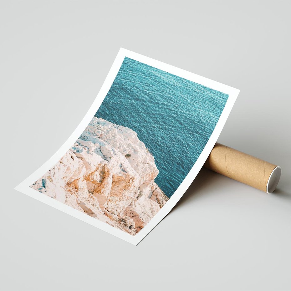 Plakat bez ramy 50x70 - Klifowy Horyzont: Brzeg Morza - brzeg morza, klify