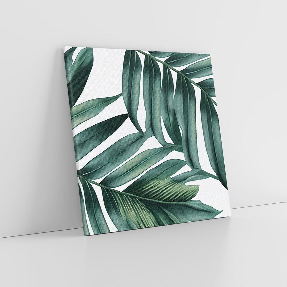 Obraz na płótnie 60x60 - Ruchome liście czasu - liście palmy, tropikalne