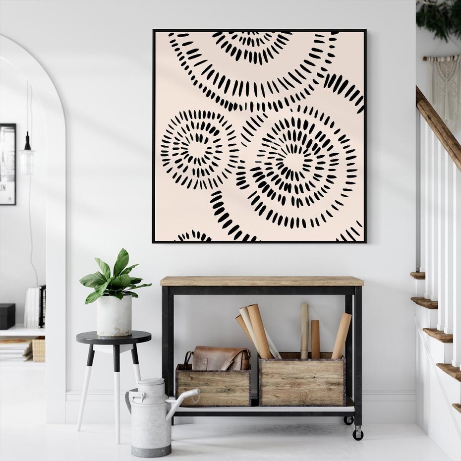 Obraz w ramie 50x50 - Abstrakcyjne Wnętrza - minimalistyczne kształty, odbicia - rama czarna