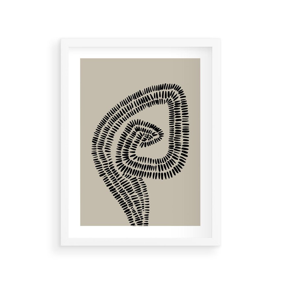 Plakat w ramie 30x40 - Nowoczesne Spektrum Wyobraźni - boho plakat, czarne kropki kreski - rama biała