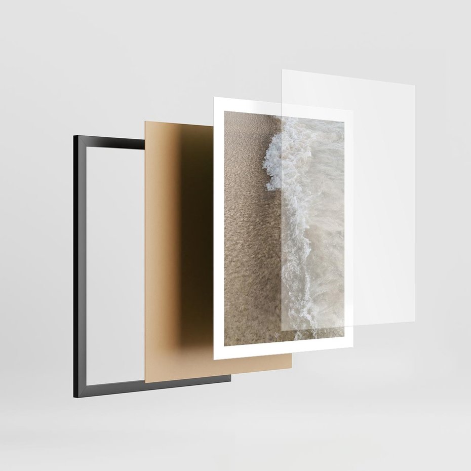 Plakat w ramie 50x70 - Fale Morza na Piasku - plaża, morze - rama czarna