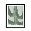Plakat w ramie 40x50 - Nurtująca Kompozycja Zieleni - abstrakcyjne delikatne zielone linie, podobne do gałęzi kwiatów - rama czarna