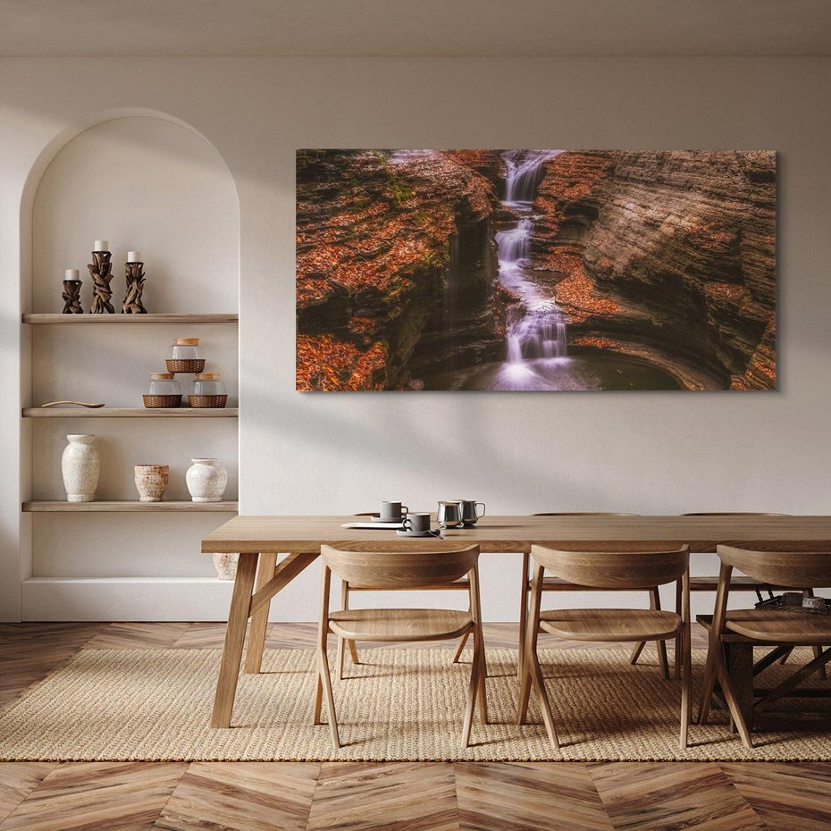 Obraz na płótnie 140x70 - Barwna Harmonia - strumień, las