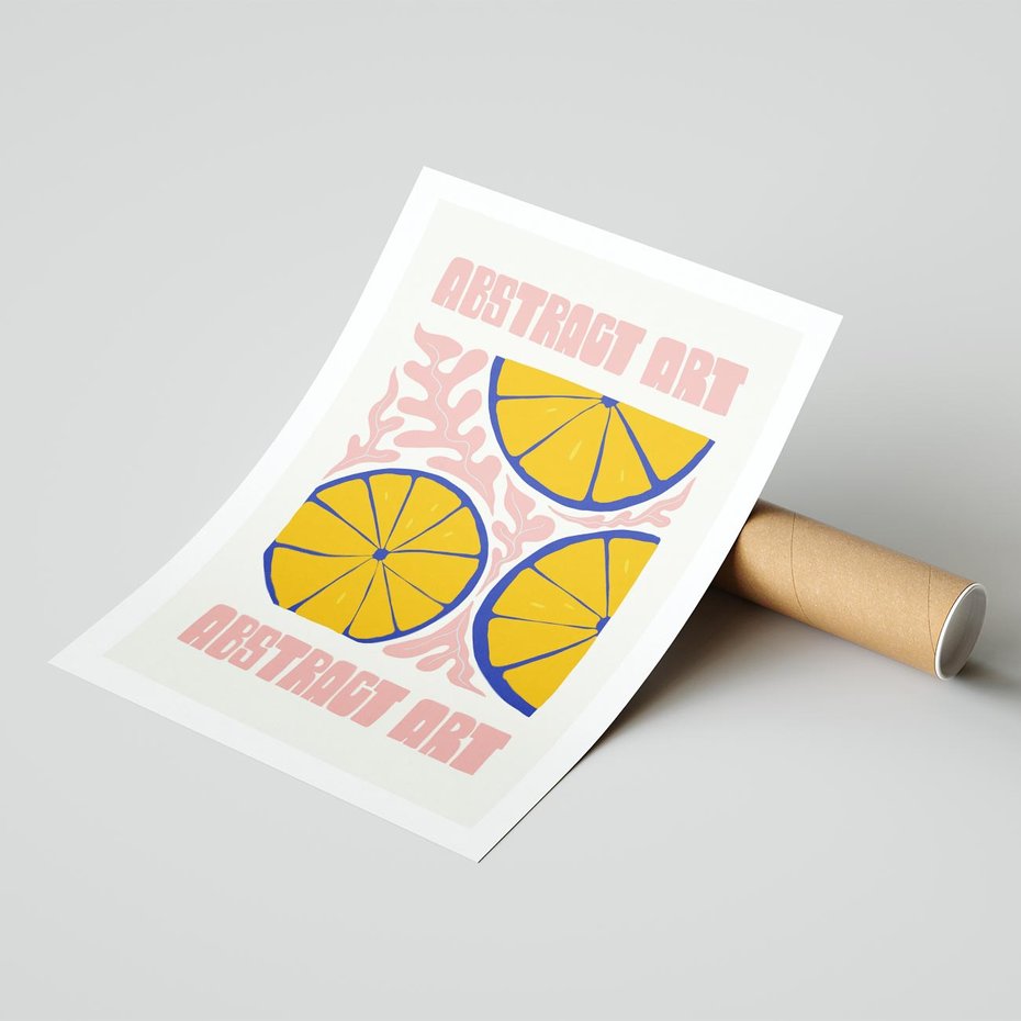 Plakat bez ramy 21x30 - Podróżne Wizje - typografia, cytryny