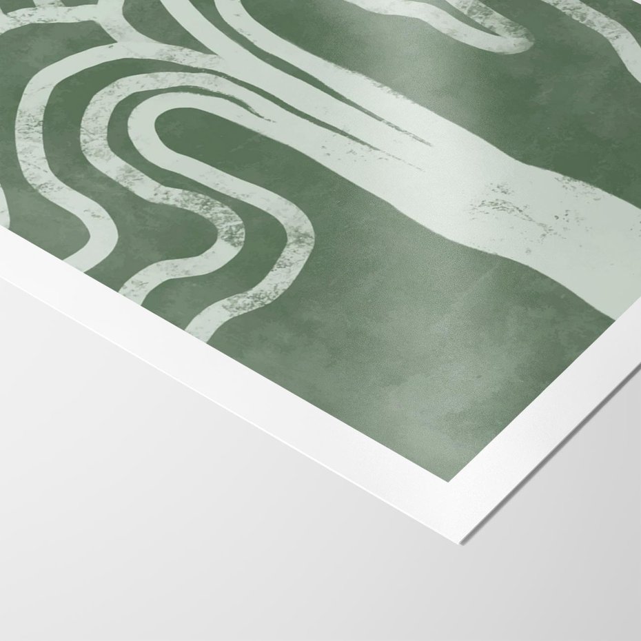 Plakat bez ramy 21x30 - Inspirujące Zawiłości Zieleni - abstrakcyjny kształt, zielony plakat