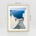 Plakat w ramie 40x50 - Malowniczy urok wyspy - Santorini, schodki - rama drewno