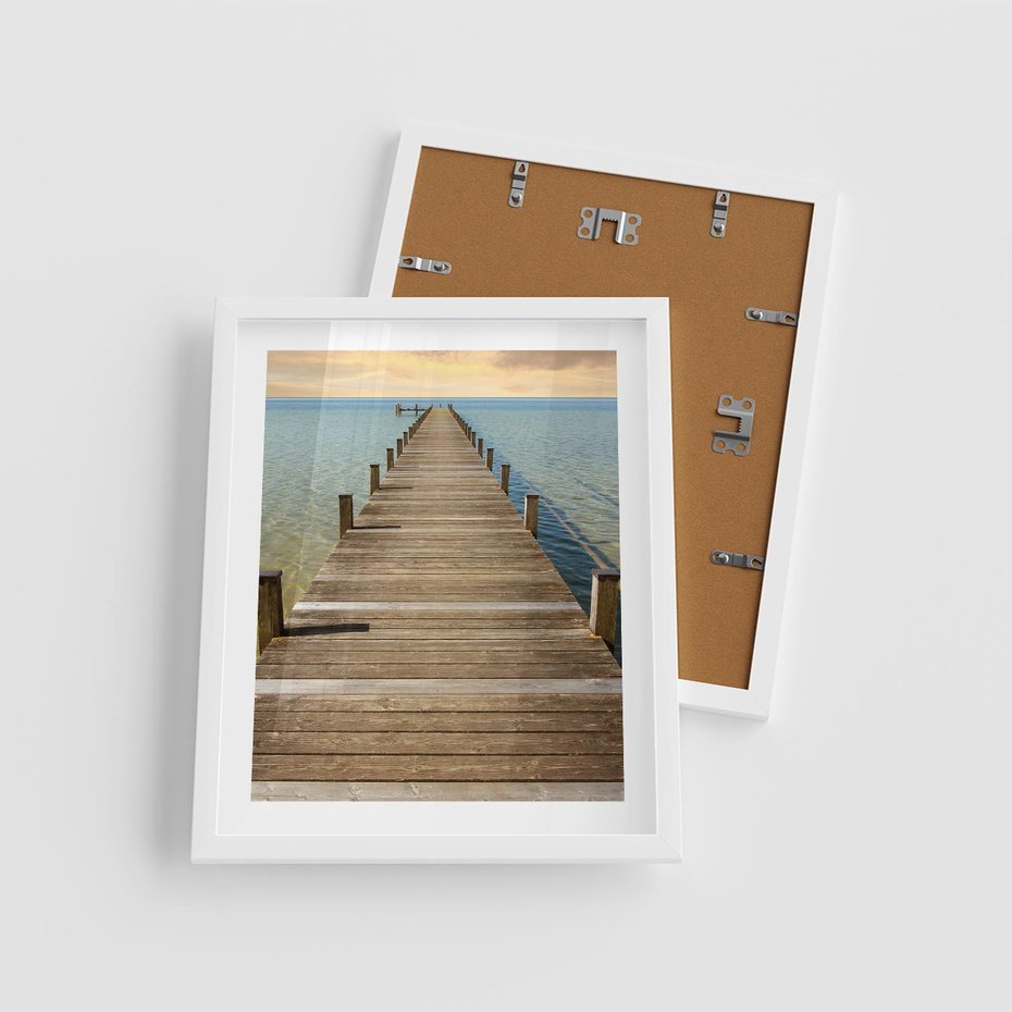 Plakat w ramie 40x50 - Pomost ku morzu - pomost, morze - rama biała
