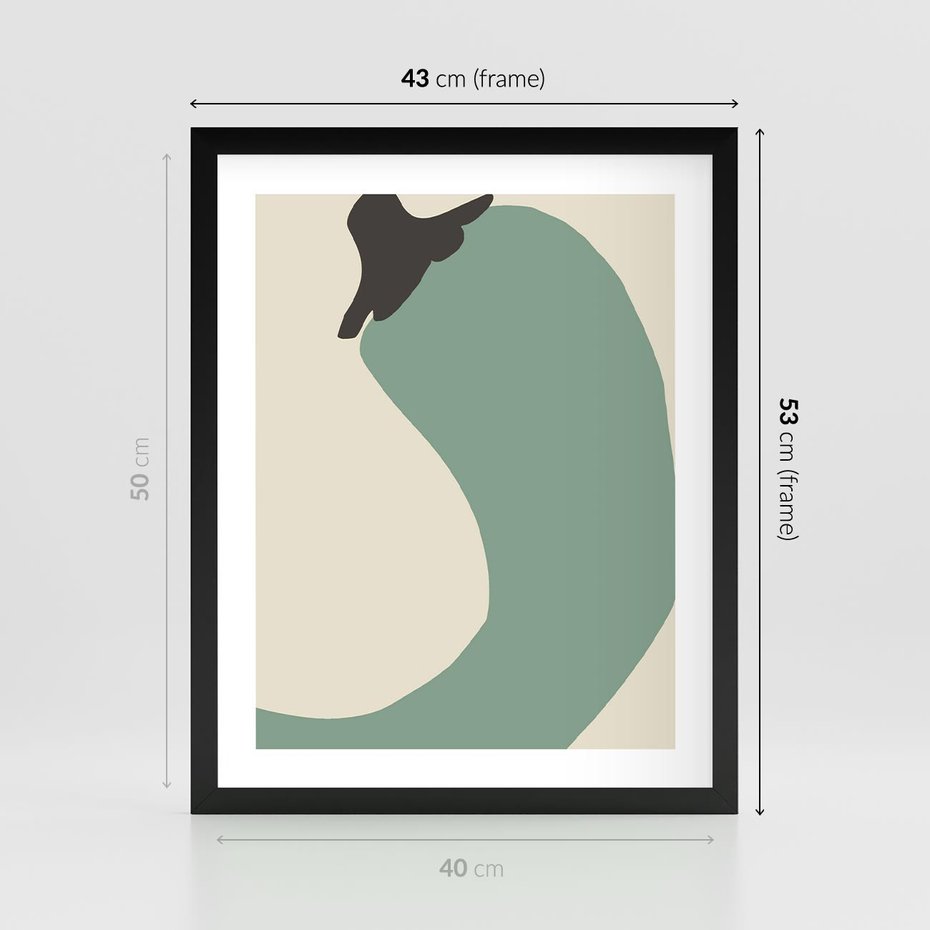 Plakat w ramie 40x50 - Granice Akwareli - abstrakcyjny minimalistyczny obraz, zielona papryczka - rama czarna