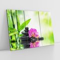 Obraz na płótnie 120x80 - Relaksujący świat SPA z kwiatami i bambusem - spa, kwiaty