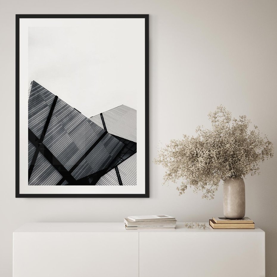Plakat w ramie 50x70 - Nowoczesna Metropolia - architektura, proste linie - rama czarna