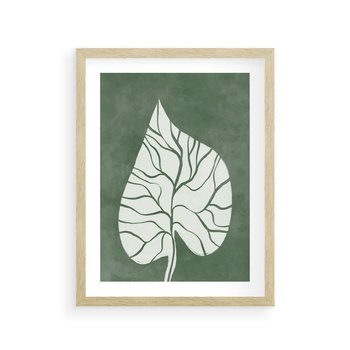 Plakat w ramie 30x40 - Migotliwe Wnętrze Zieleni - zielony plakat, roślinne motywy - rama drewno