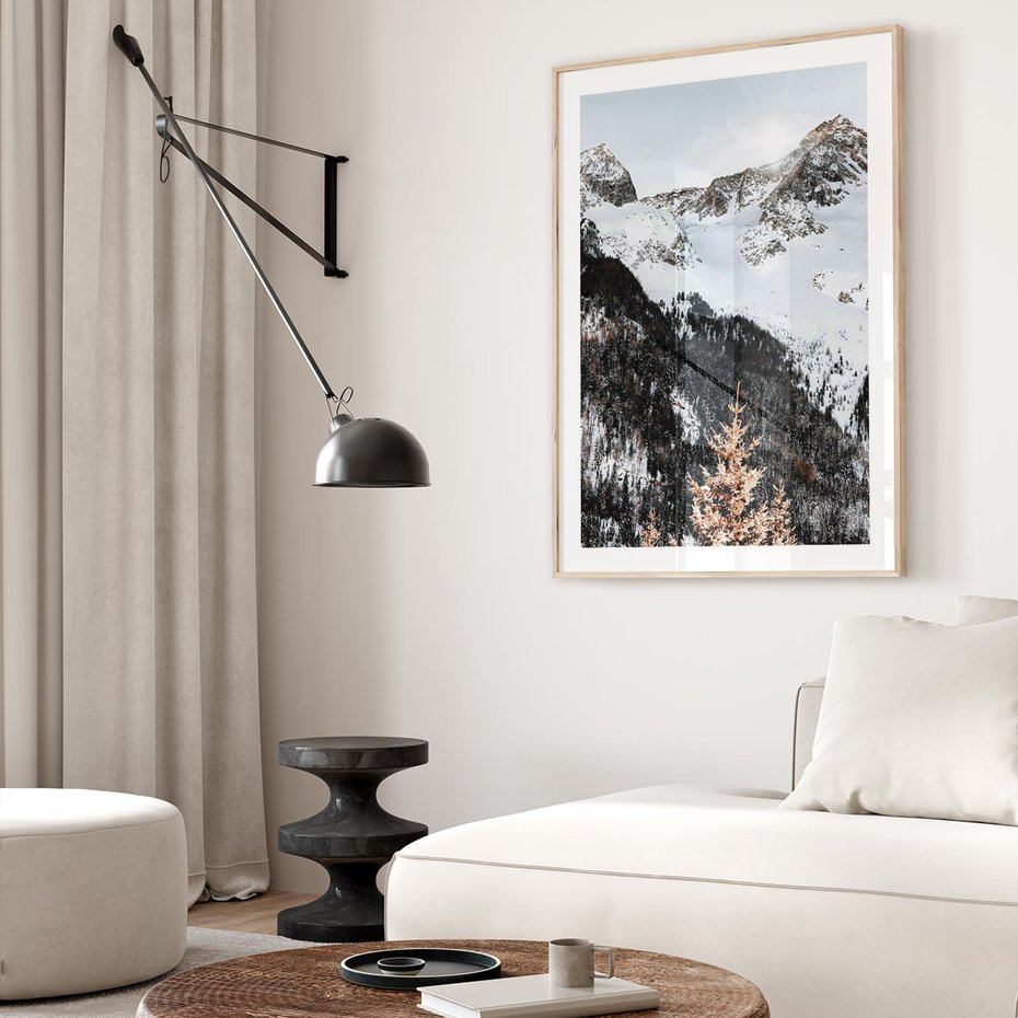 Plakat w ramie 40x50 - Górski Raj - góry, śnieg - rama drewno